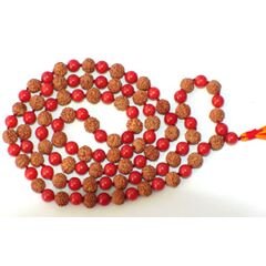 Rudraksha and Coral mala