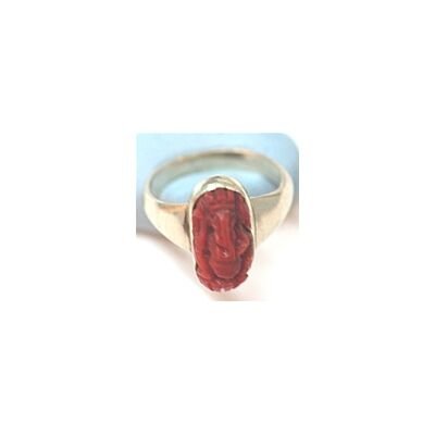 Italian Coral Ganesh Ring