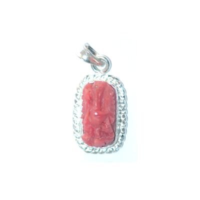 Coral Ganesh Silver pendant