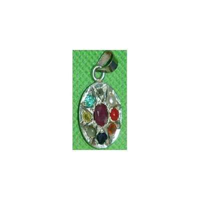 Navaratna Silver Pendant