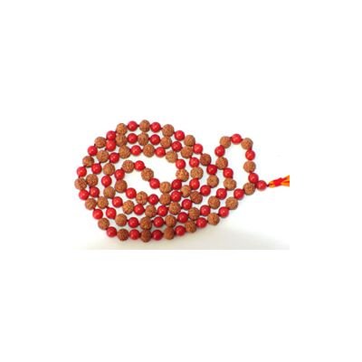 Rudraksha and Coral mala